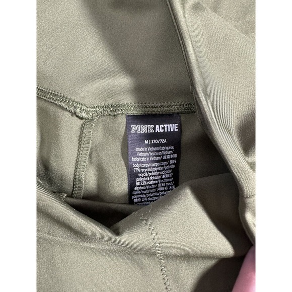 PINK Active‎ Green Striped Workout leggings women's size medium - Picture 5 of 10